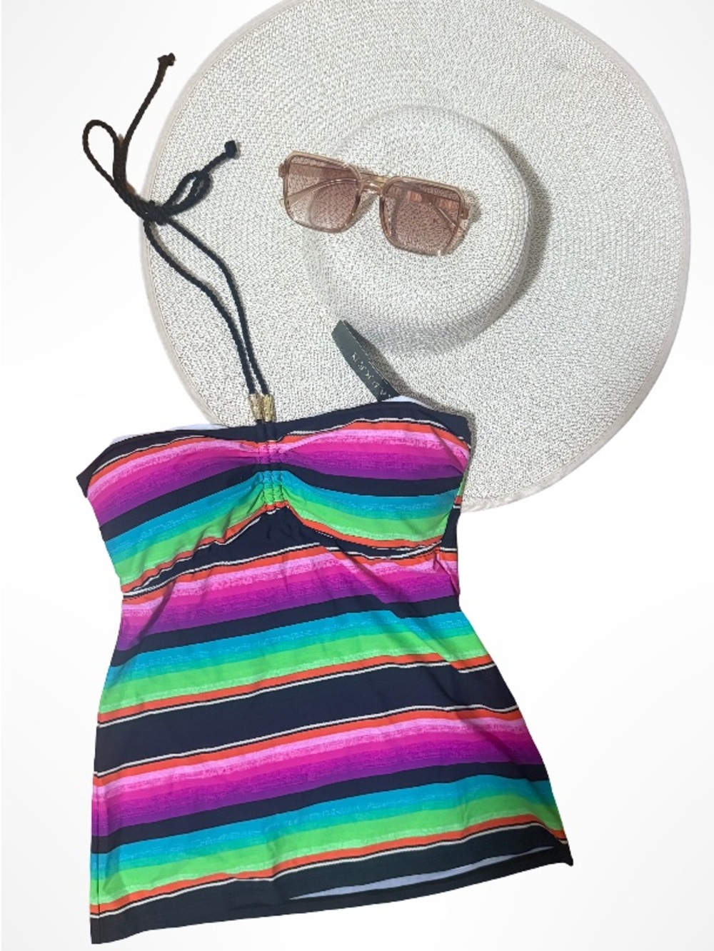 NWT Multicolor Stripe Tankini Swim Top - Brand: